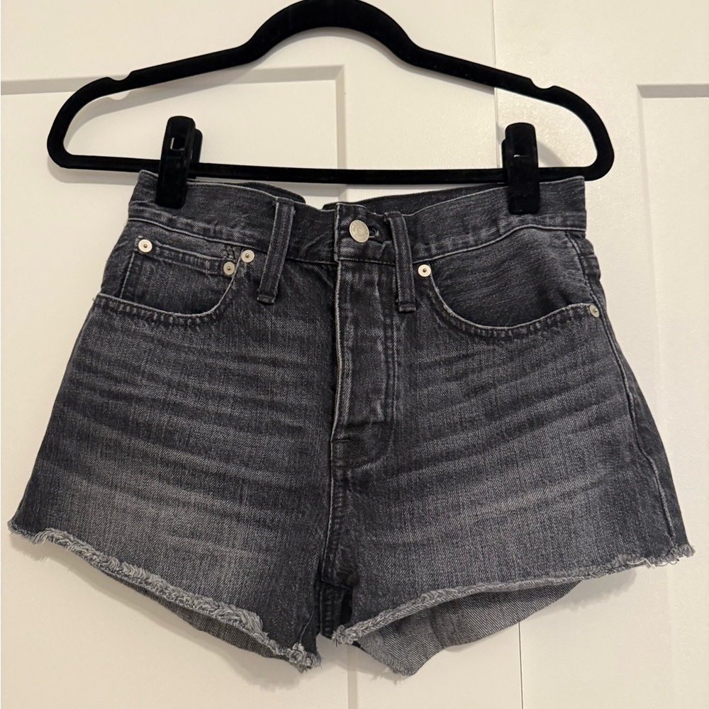 Madewell Black Jean Shorts High-Waisted Distressed